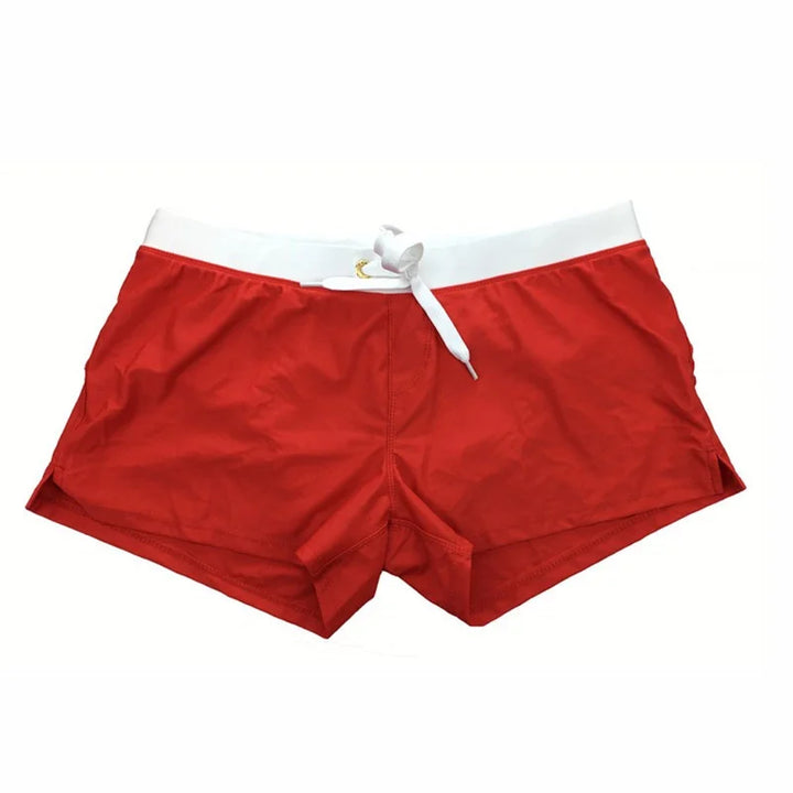 Quick-drying men's swim shorts with pockets – Leano-Red-S-Nora Luxe