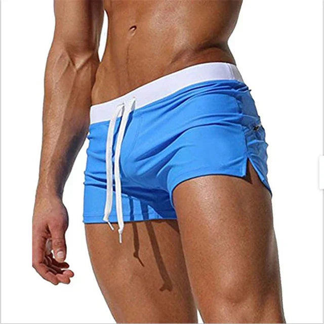 Quick-drying men's swim shorts with pockets – Leano-Sky blue-S-Nora Luxe