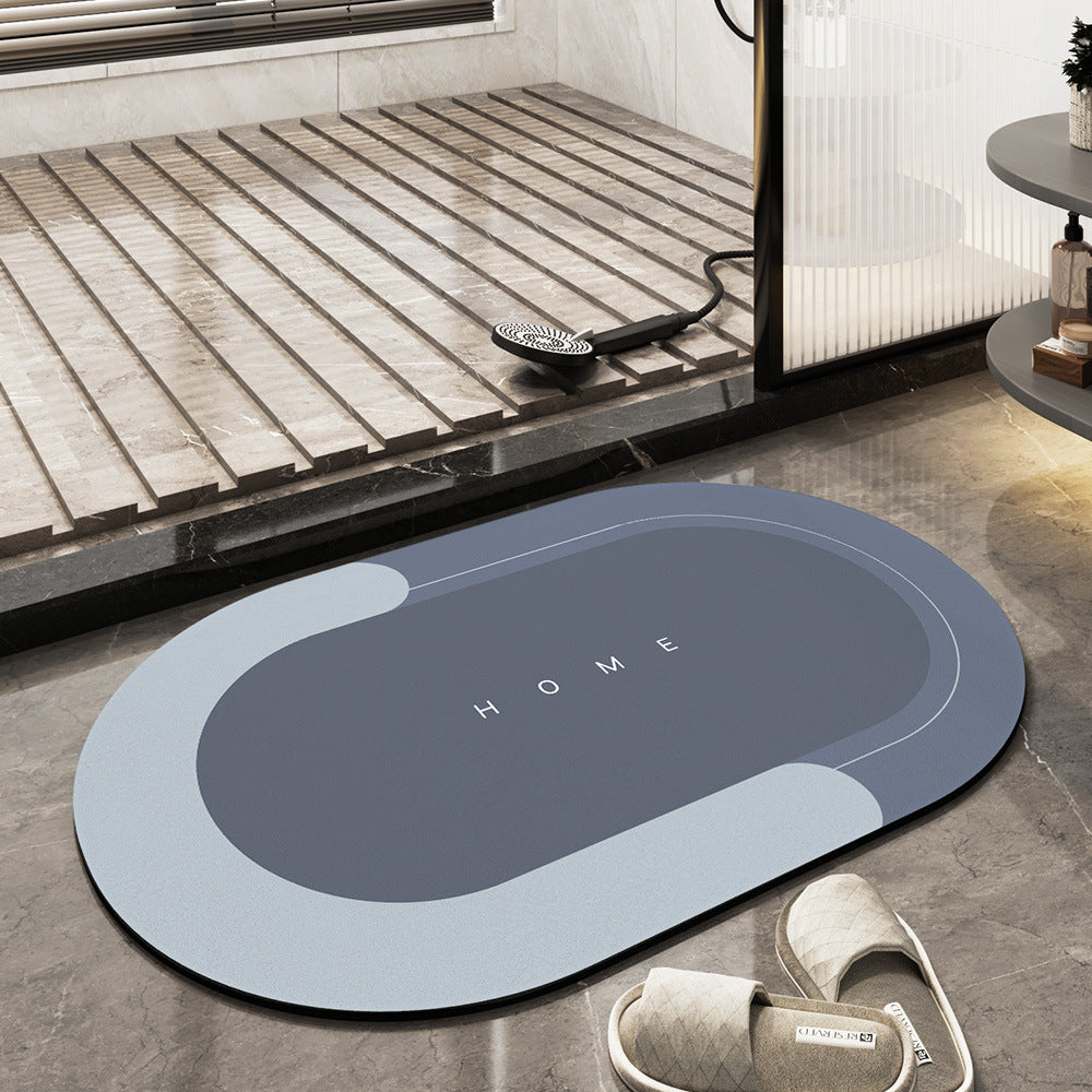 Quick-drying, Super Absorbent Bath Mat - AquaComfort-Blue-Oval-15.75*31.49 inches-Nora Luxe