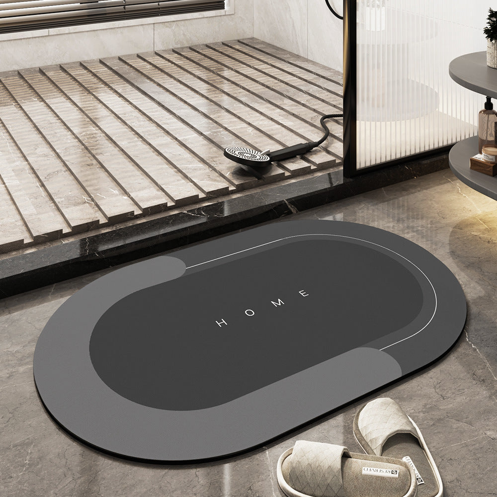 Quick-drying, Super Absorbent Bath Mat - AquaComfort-Dark Gray-Oval-15.75*31.49 inches-Nora Luxe