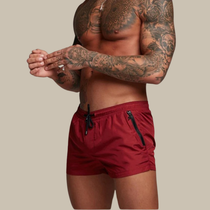 Quick-Drying Swim Shorts for Men | Aqua Di Man Stretch Shorts-Bordeaux red-S-Nora Luxe