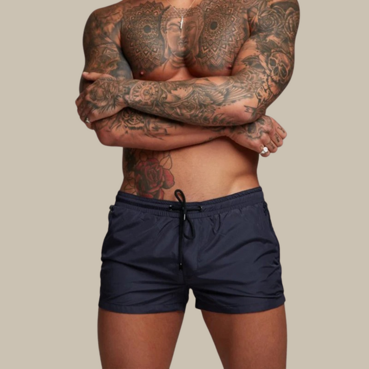 Quick-Drying Swim Shorts for Men | Aqua Di Man Stretch Shorts-Marine-S-Nora Luxe