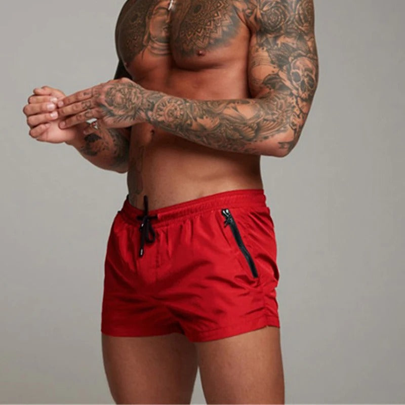 Quick-Drying Swim Shorts for Men | Aqua Di Man Stretch Shorts-Red-S-Nora Luxe