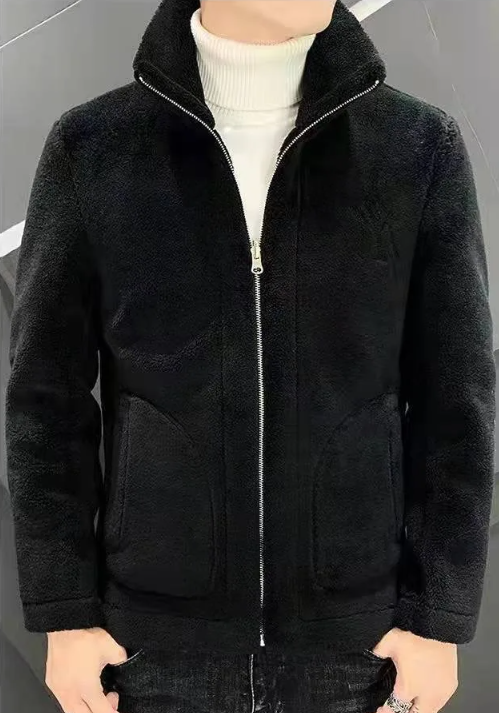 Quilted fleece jacket with a stand-up collar - Arden-Black-M-Nora Luxe