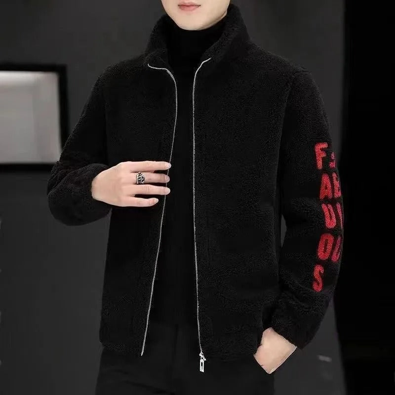 Quilted fleece jacket with a stand-up collar - Arden-Black without a pocket-M-Nora Luxe