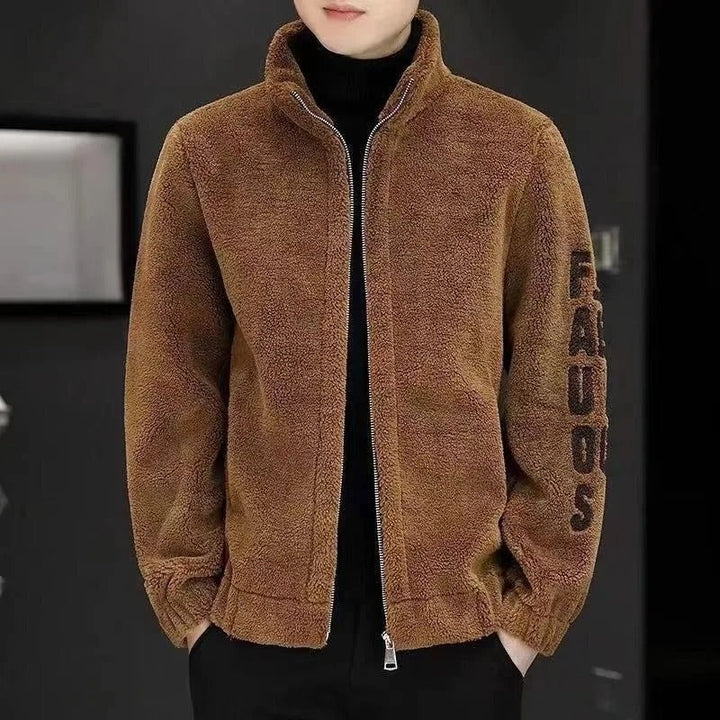 Quilted fleece jacket with a stand-up collar - Arden-Brown without a pocket-M-Nora Luxe