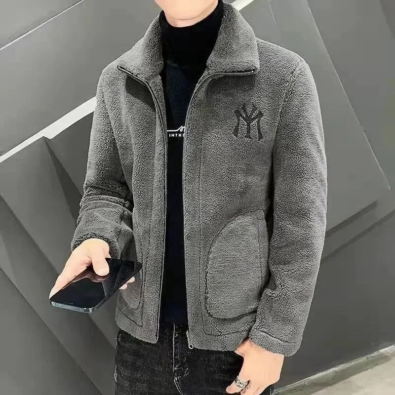 Quilted fleece jacket with a stand-up collar - Arden-Gray-M-Nora Luxe