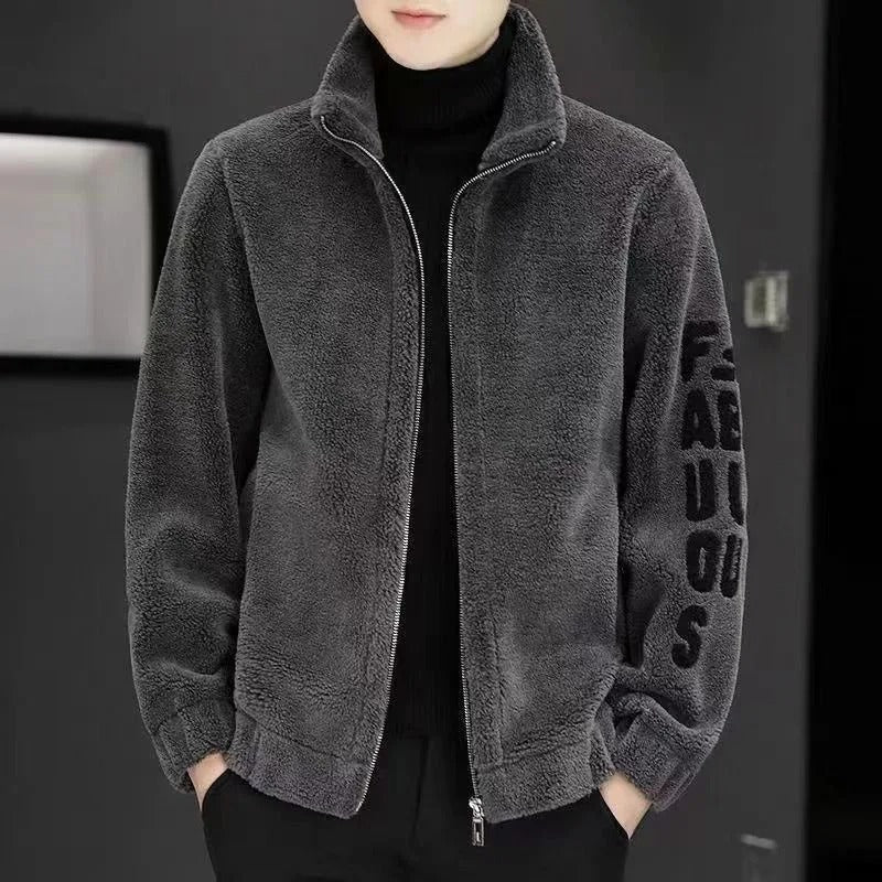 Quilted fleece jacket with a stand-up collar - Arden-Grey without a pocket-M-Nora Luxe
