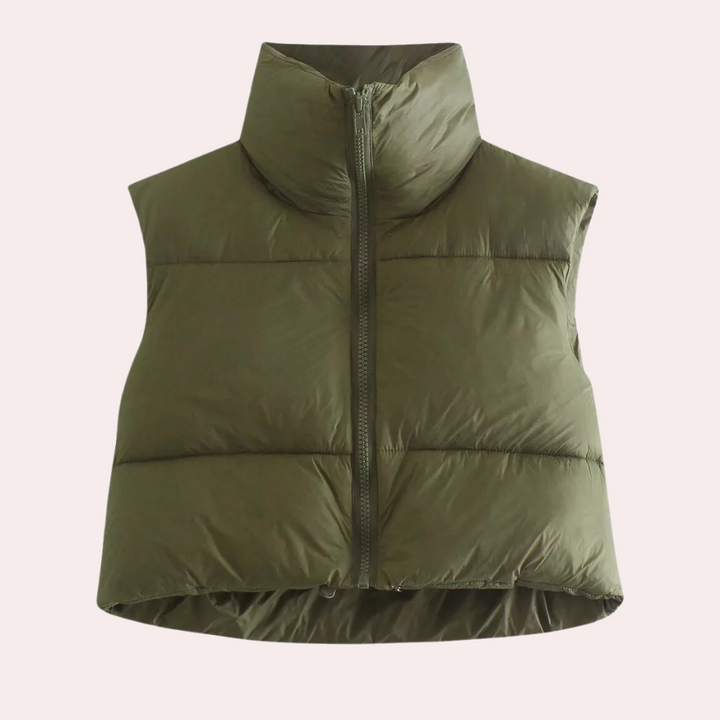 Quilted Short Women's Bodywarmer - Liora-Green-XS-Nora Luxe