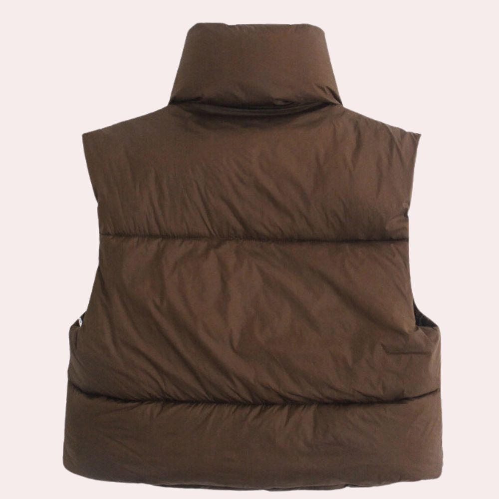 Quilted Short Women's Bodywarmer - Liora-Khaki-XS-Nora Luxe