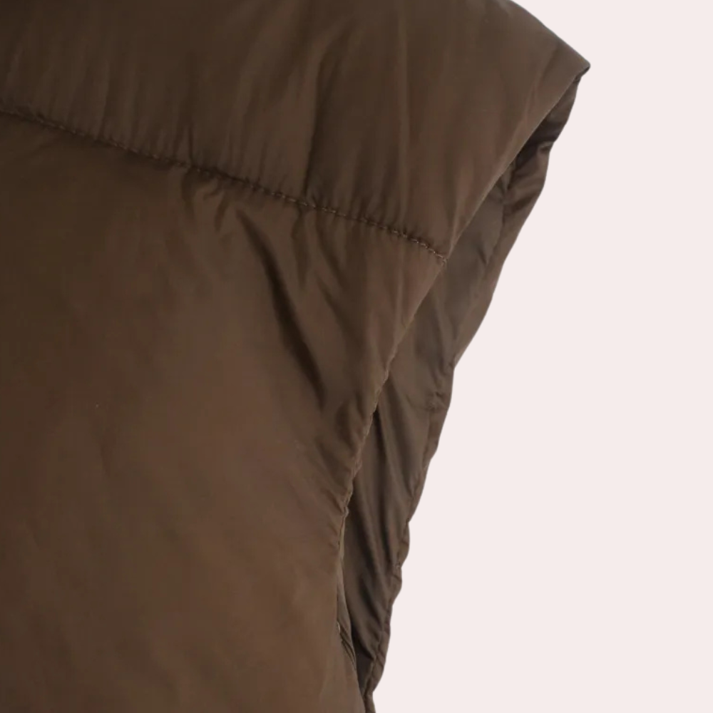 Quilted Short Women's Bodywarmer - Liora-Khaki-XS-Nora Luxe