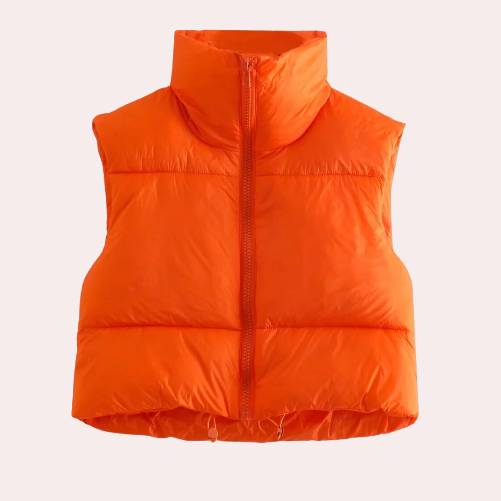 Quilted Short Women's Bodywarmer - Liora-Orange-XS-Nora Luxe