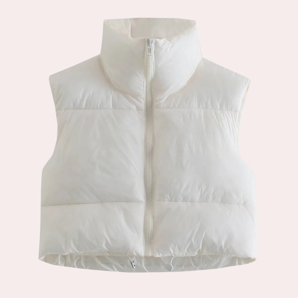 Quilted Short Women's Bodywarmer - Liora-White-XS-Nora Luxe