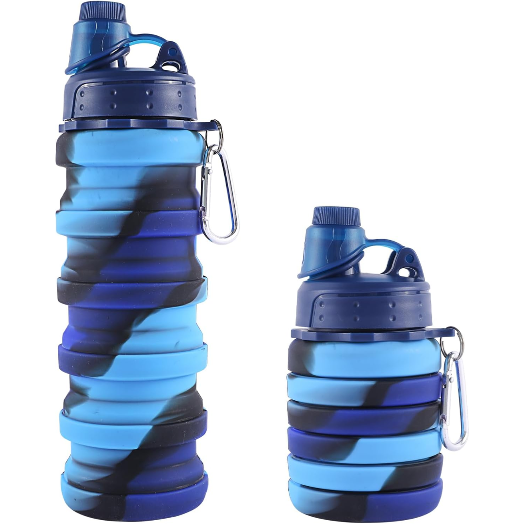 Rainbow Collapsible Water Bottle-Ocean blue-Nora Luxe