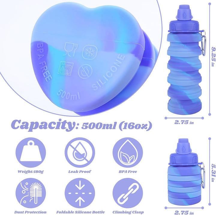 Rainbow Collapsible Water Bottle-Pink-Nora Luxe