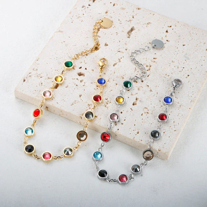 Rainbow Crystal Charm Bracelet | Elegant & Colourful Design-Gold-plated-Nora Luxe