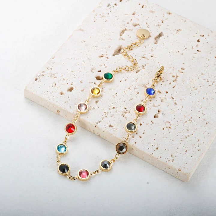 Rainbow Crystal Charm Bracelet | Elegant & Colourful Design-Gold-plated-Nora Luxe