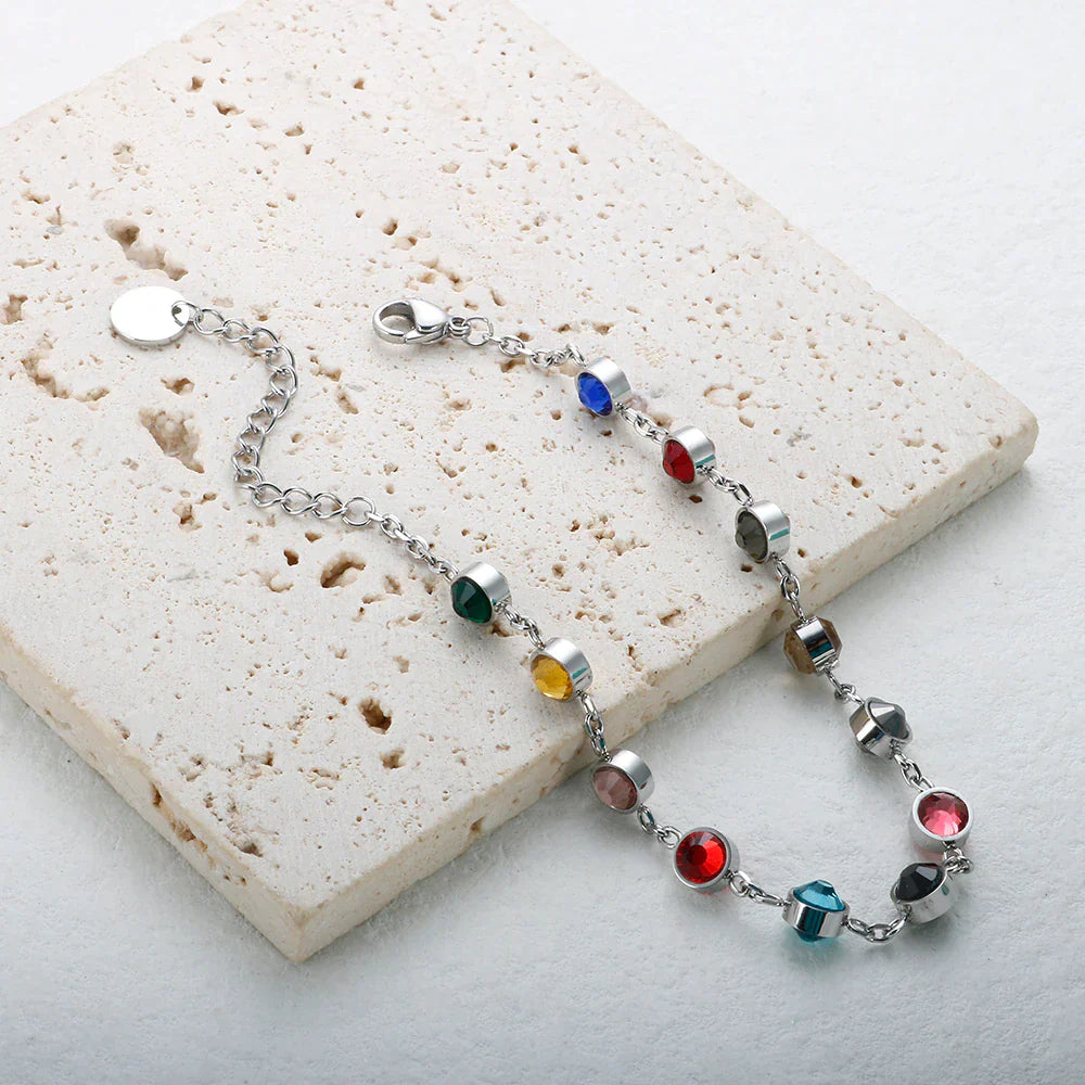Rainbow Crystal Charm Bracelet | Elegant & Colourful Design-Gold-plated-Nora Luxe