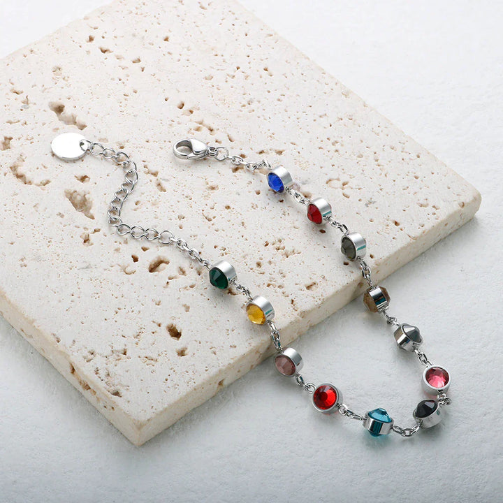 Rainbow Crystal Charm Bracelet | Elegant & Colourful Design-Gold-plated-Nora Luxe