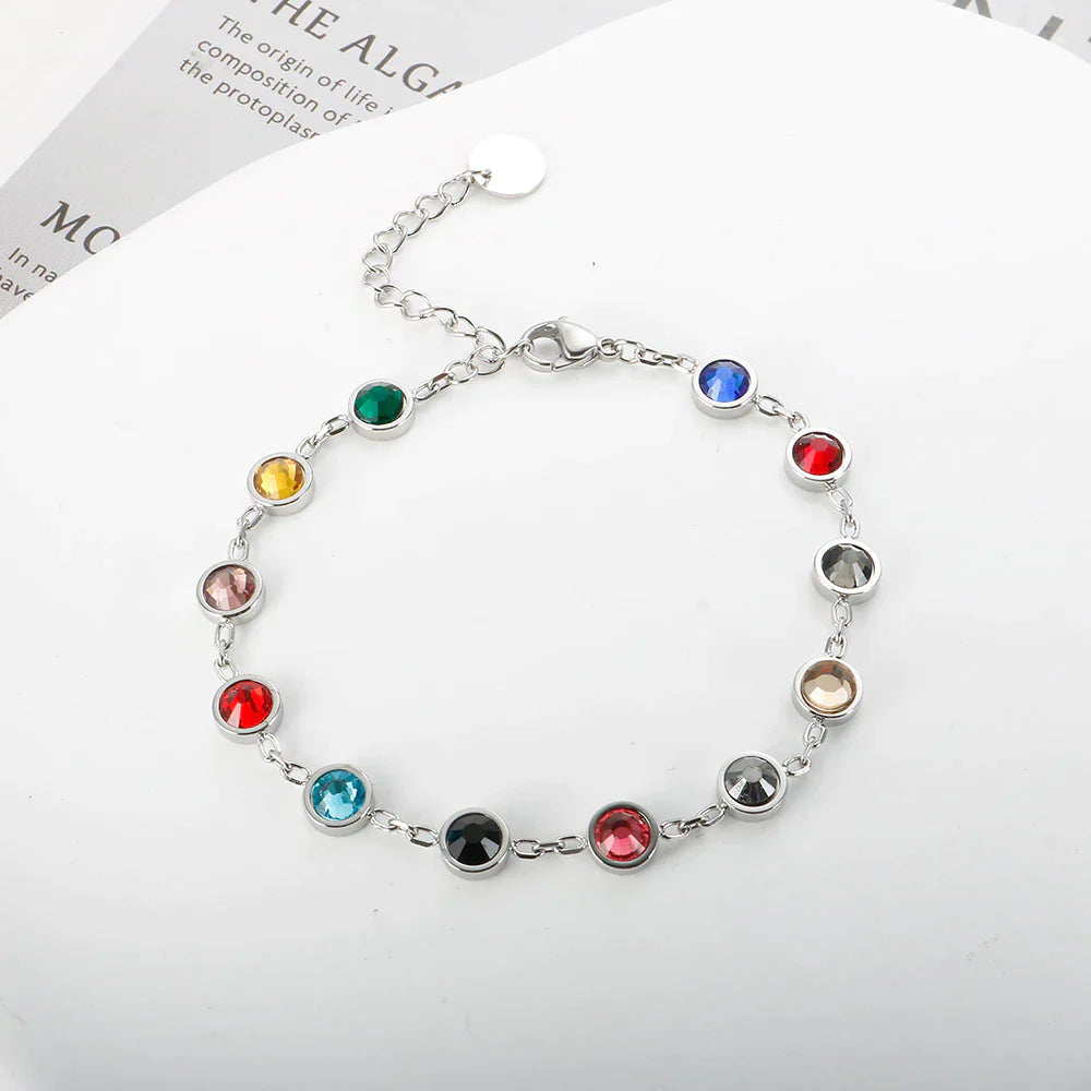 Rainbow Crystal Charm Bracelet | Elegant & Colourful Design-Gold-plated-Nora Luxe