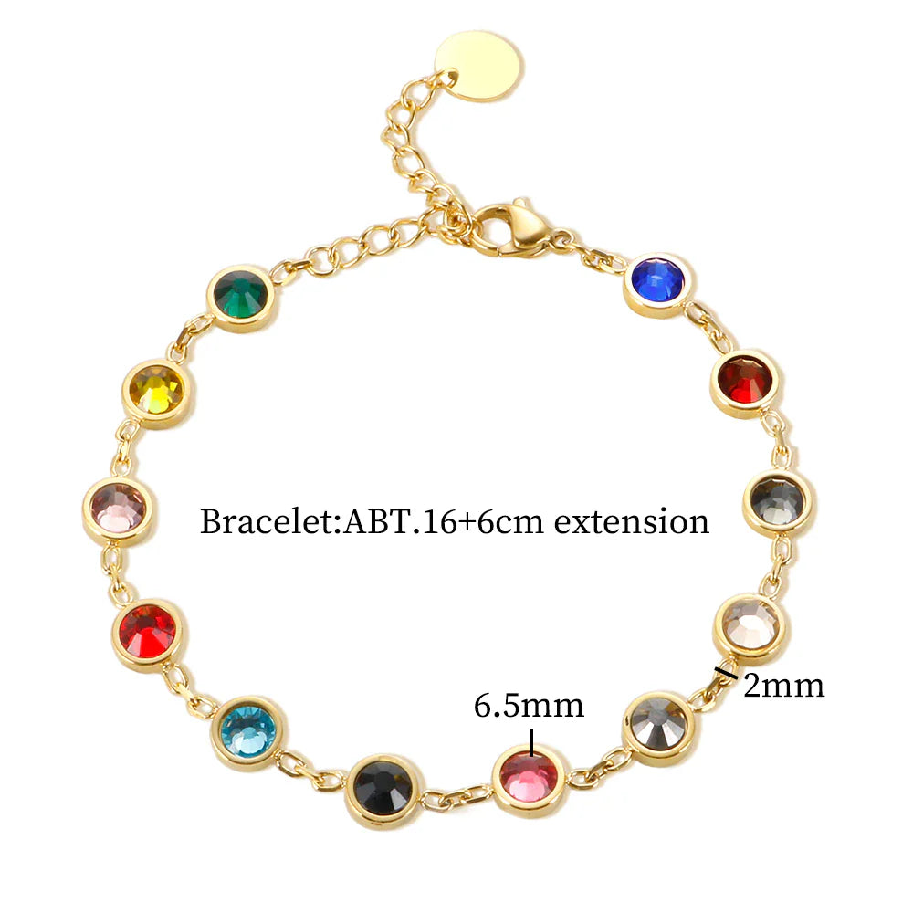 Rainbow Crystal Charm Bracelet | Elegant & Colourful Design-Gold-plated-Nora Luxe