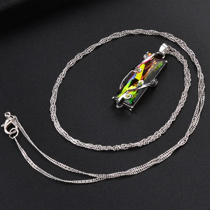 Rainbow Stone Tree of Life Pendant Necklace-Nora Luxe