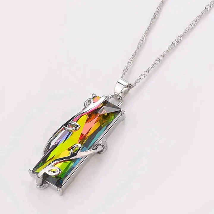 Rainbow Stone Tree of Life Pendant Necklace-Nora Luxe