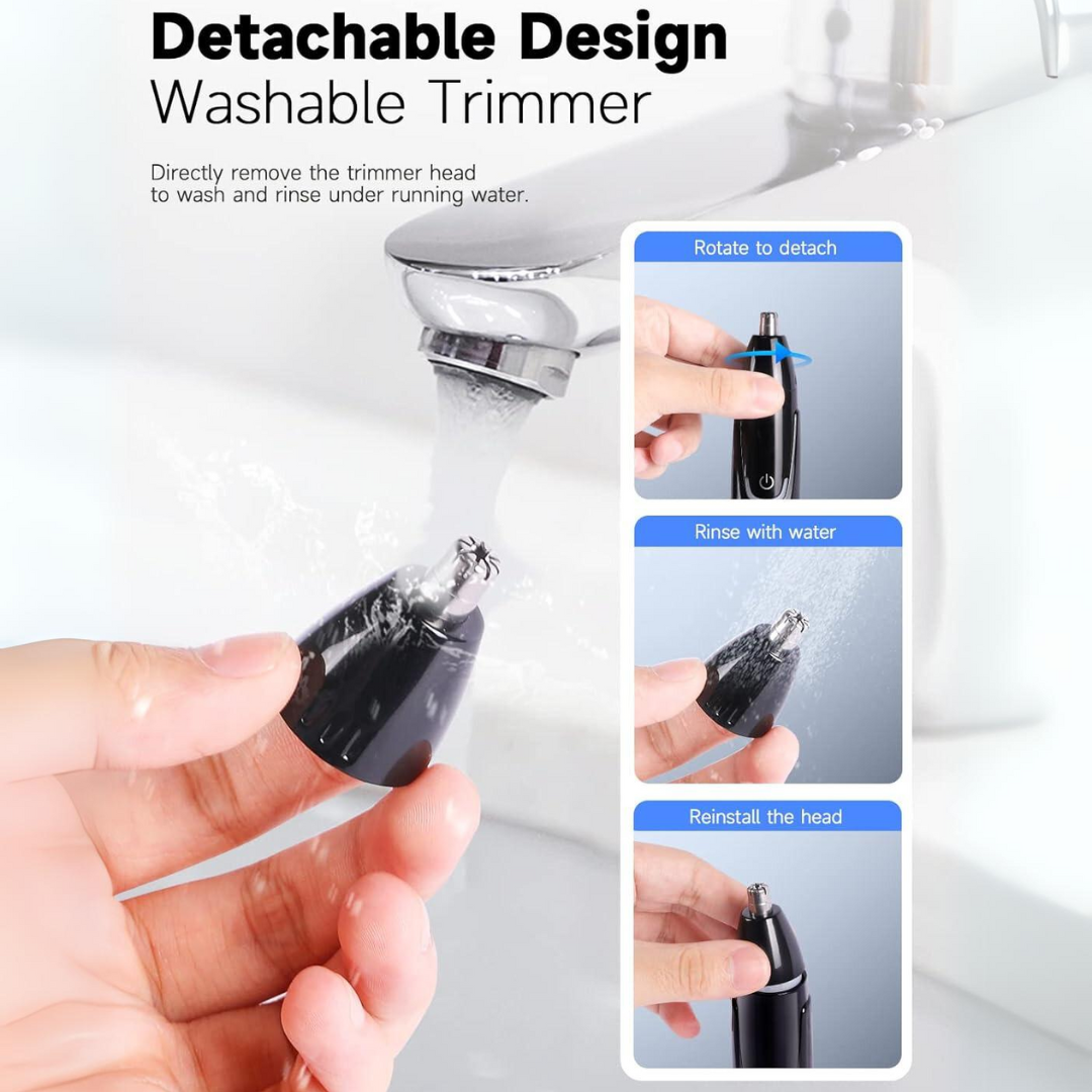 Rechargeable Nose and Ear Trimmer - Painless Facial Care-Black-Nora Luxe