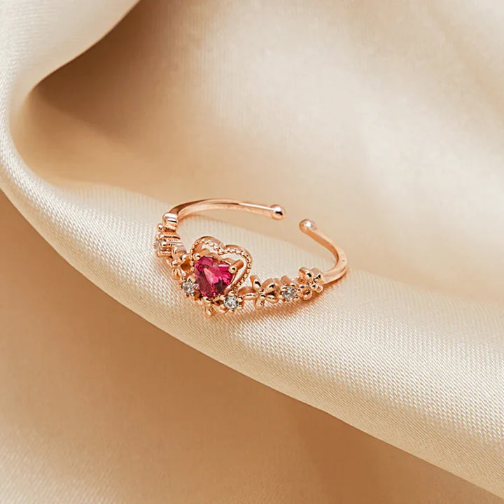 Red Crystal Love Ring - Scarlett-Nora Luxe