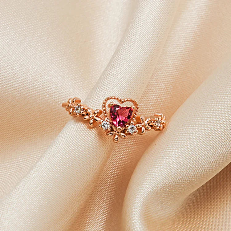 Red Crystal Love Ring - Scarlett-Nora Luxe