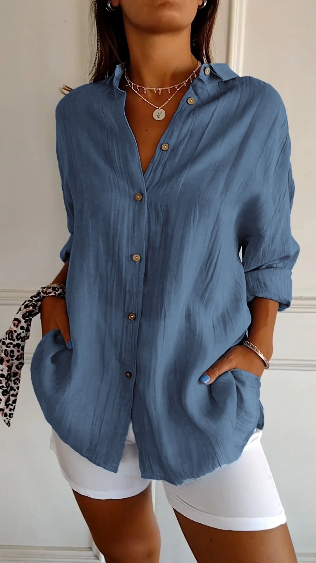 Refined Ladies' Shirt - Elena-Dark blue-S-Nora Luxe