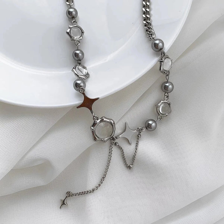 REFINED NECKLACE WITH STAR CRYSTAL CHAIN-Nora Luxe