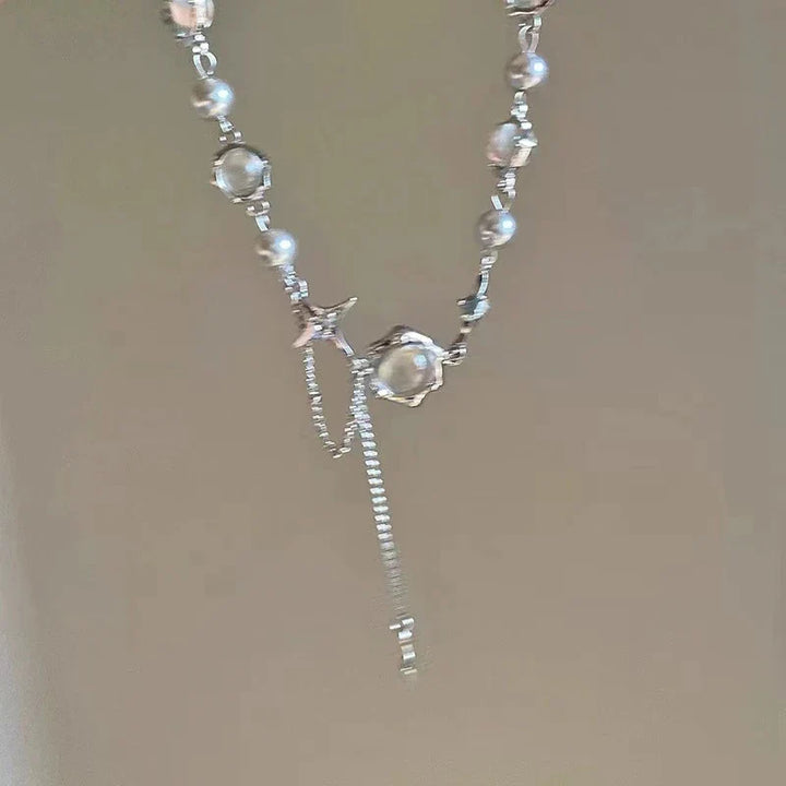 REFINED NECKLACE WITH STAR CRYSTAL CHAIN-Nora Luxe