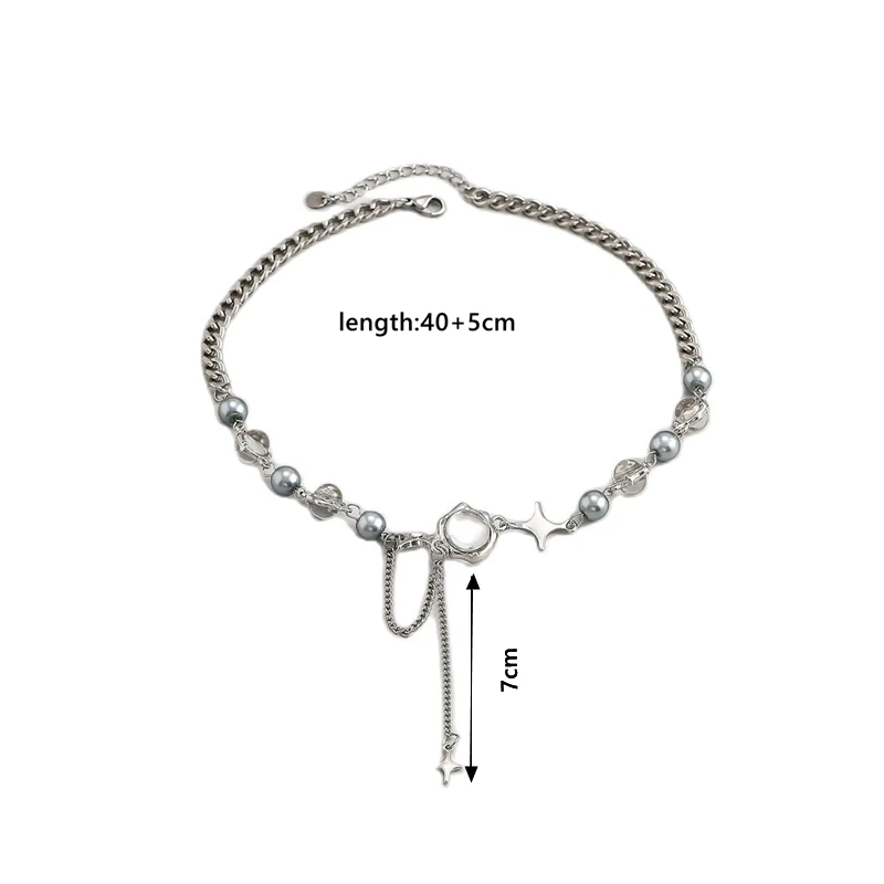 REFINED NECKLACE WITH STAR CRYSTAL CHAIN-Nora Luxe