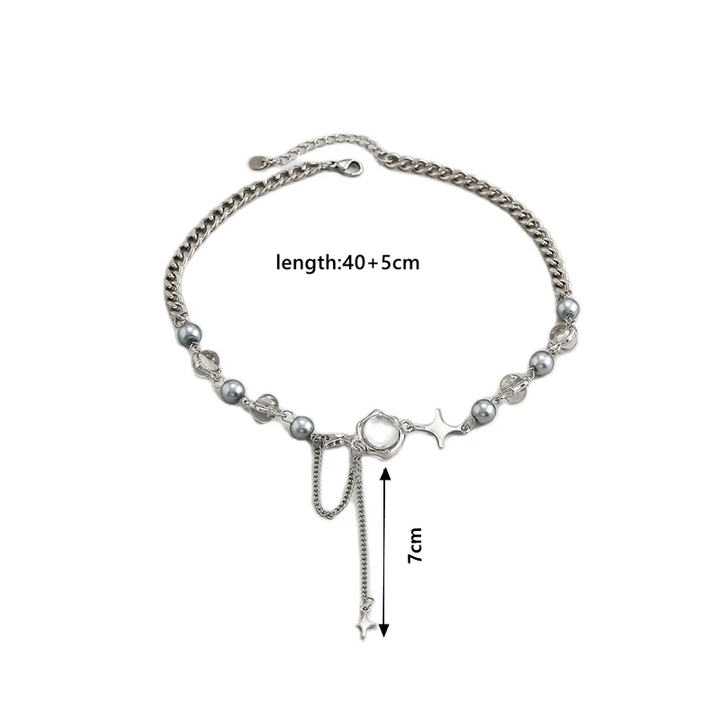REFINED NECKLACE WITH STAR CRYSTAL CHAIN-Nora Luxe