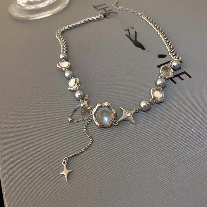 REFINED NECKLACE WITH STAR CRYSTAL CHAIN-Nora Luxe