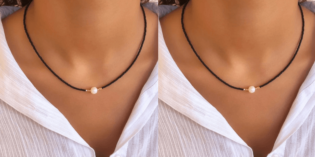 Refined Pearl Necklace (Buy 1 Get 1 Free) - Luxury Pearl-Black + Black (Buy 1 Get 1 Free)-Nora Luxe
