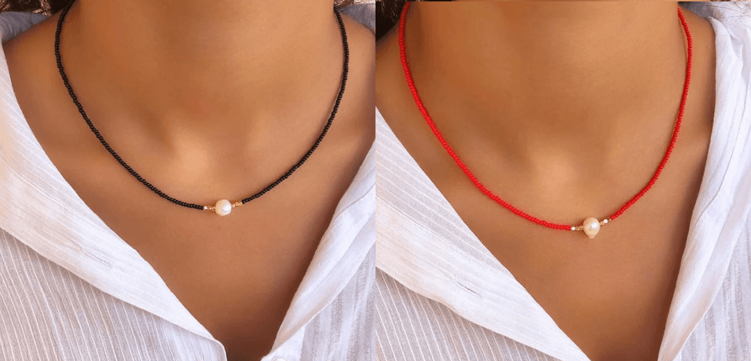Refined Pearl Necklace (Buy 1 Get 1 Free) - Luxury Pearl-Black + red (1+1 free)-Nora Luxe