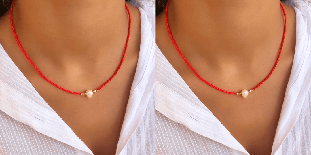 Refined Pearl Necklace (Buy 1 Get 1 Free) - Luxury Pearl-Red + Red (1+1 free)-Nora Luxe