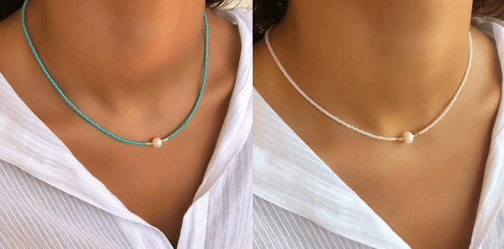 Refined Pearl Necklace (Buy 1 Get 1 Free) - Luxury Pearl-Turquoise + white (buy 1 get 1 free)-Nora Luxe