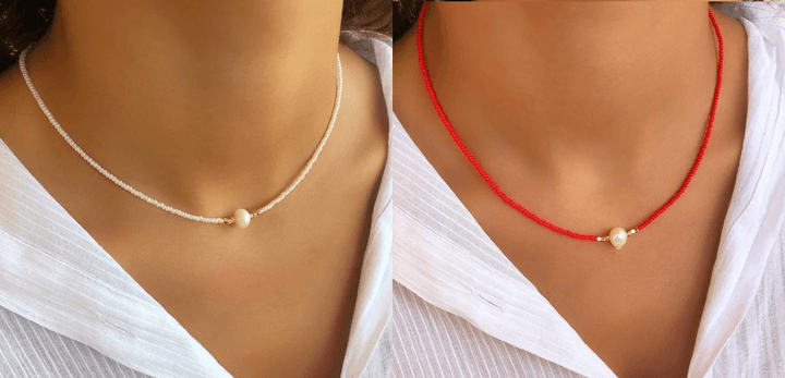 Refined Pearl Necklace (Buy 1 Get 1 Free) - Luxury Pearl-White + red (1+1 free)-Nora Luxe