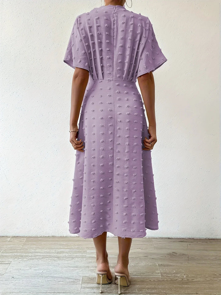 Refined Pleated Midi Dress with Ruffles | Evening Dress-S-Apricot-Nora Luxe