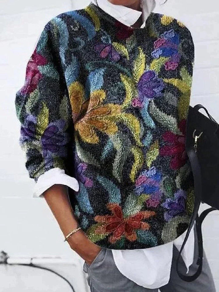 Refined Sweater with Print - Sienna-Purple-S-Nora Luxe