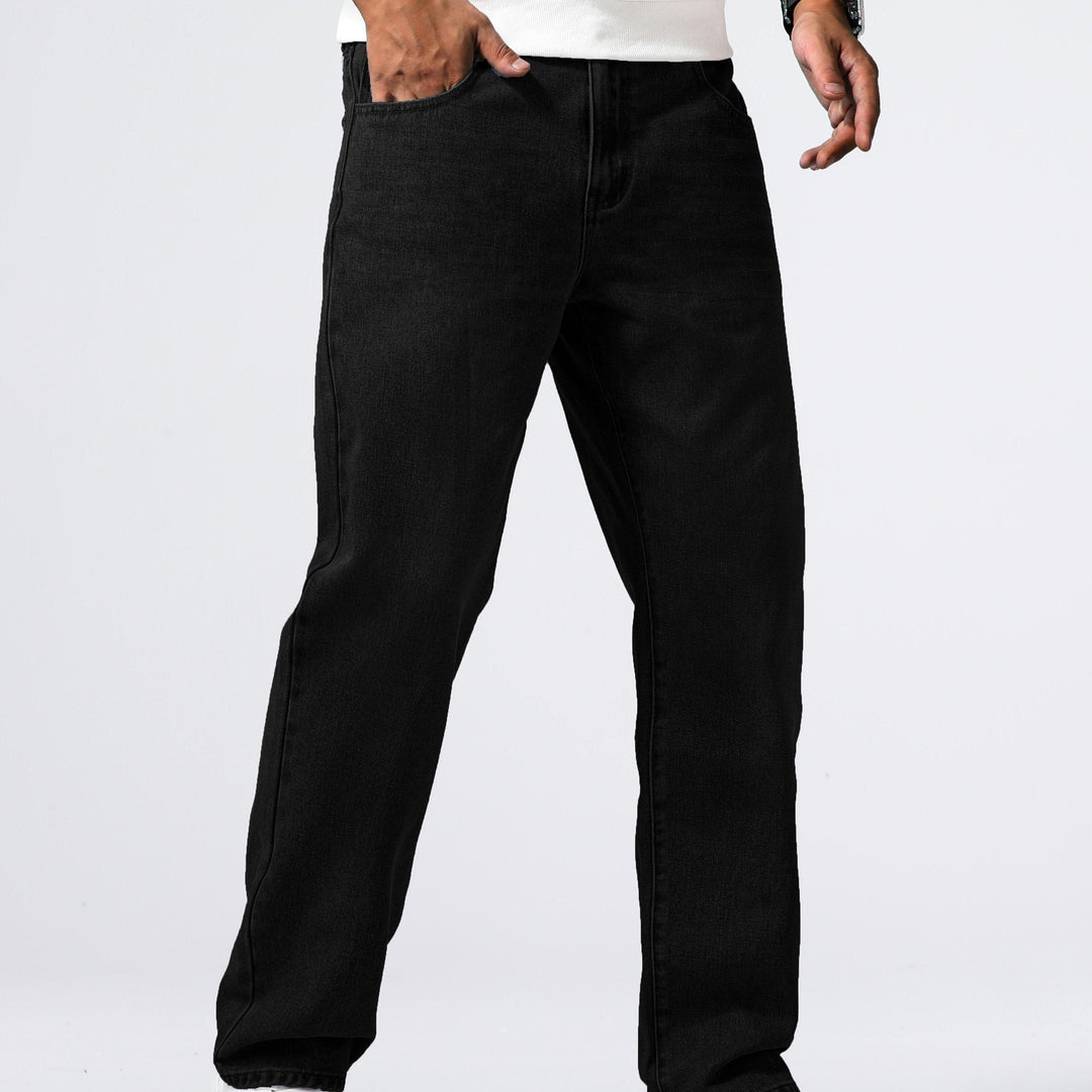 Relaxed Fit Regular Men's Jeans - Lucas-Black-30-Nora Luxe