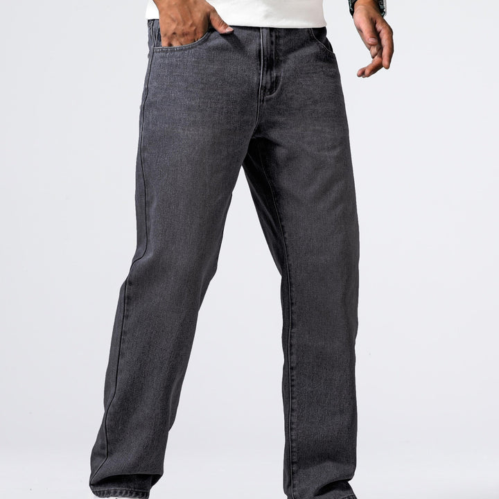 Relaxed Fit Regular Men's Jeans - Lucas-Dark Gray-30-Nora Luxe
