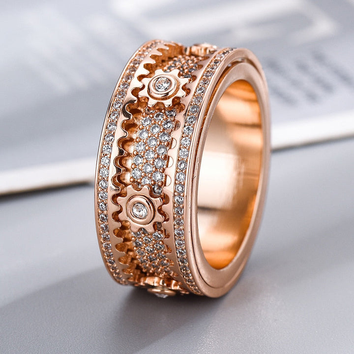 Relaxing Spinner - Spinfinity-Crystal Rose Gold-17.4mm = 0.685 inches-Nora Luxe