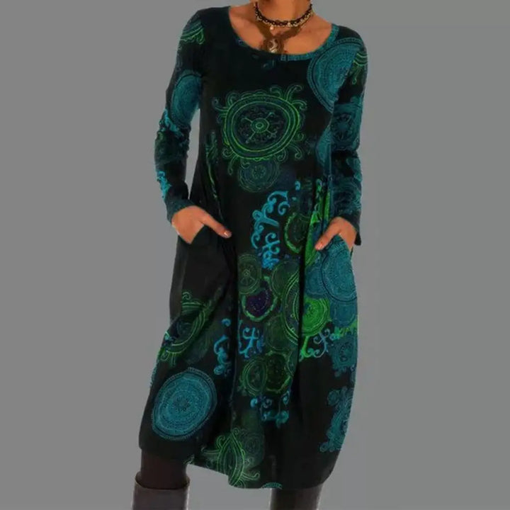 Retro Boho Dress - Elara-Blue-S-Nora Luxe