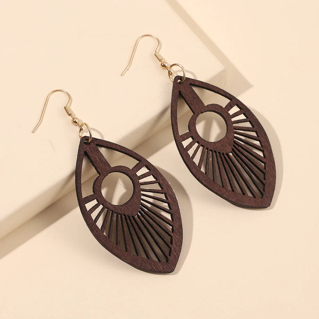 Retro Carved Wooden Earrings | Unique Handmade Jewellery-EVILEYE-Nora Luxe