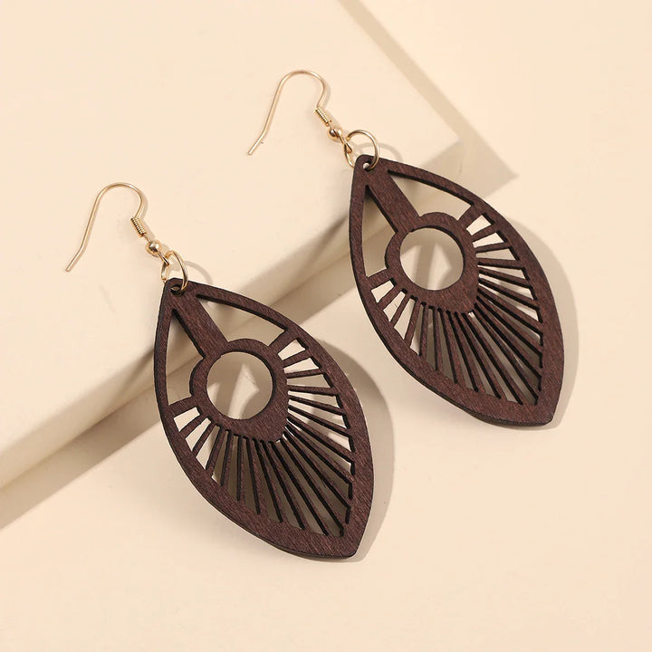 Retro Carved Wooden Earrings | Unique Handmade Jewellery-EVILEYE-Nora Luxe