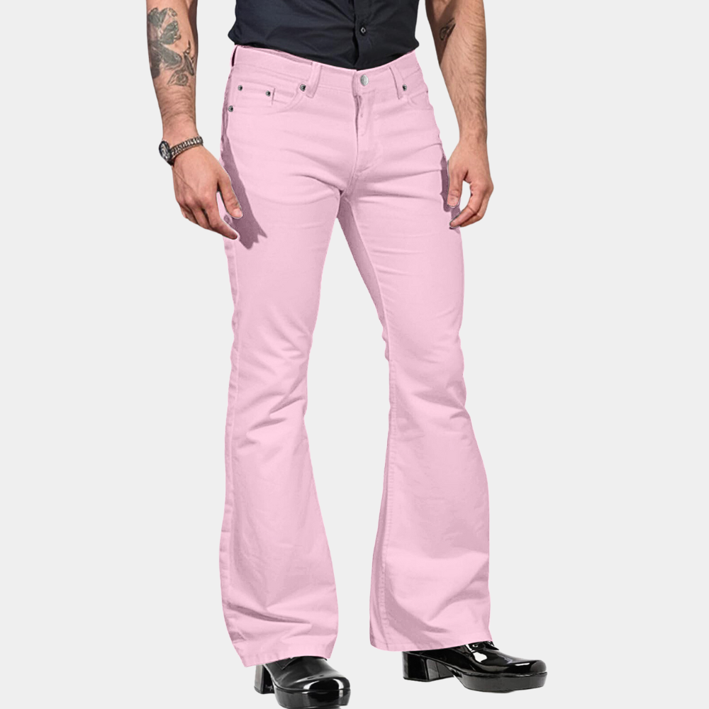 Retro Flared Men's Trousers - Joris-Pink-S-Nora Luxe